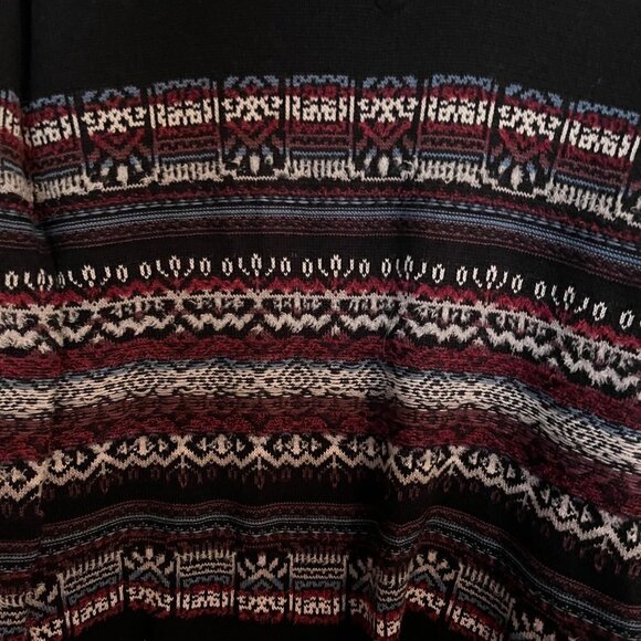 Exofficio Womens Black Wool Blend Ribbed Trim Fair Isle V-neck Sweater Small - Picture 3 of 4